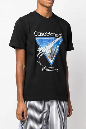 Чёрная футболка Casablanca Aiiiiiir logo-print
