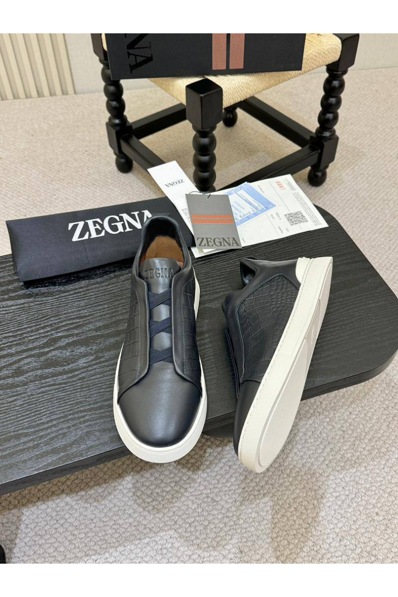 Zegna Мужские кроссовки Triple Stitch Alligator - Grey