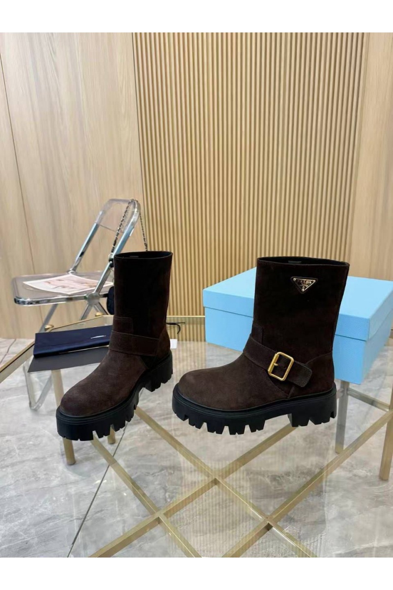 Prada Женские замшевые сапоги Suede premium
