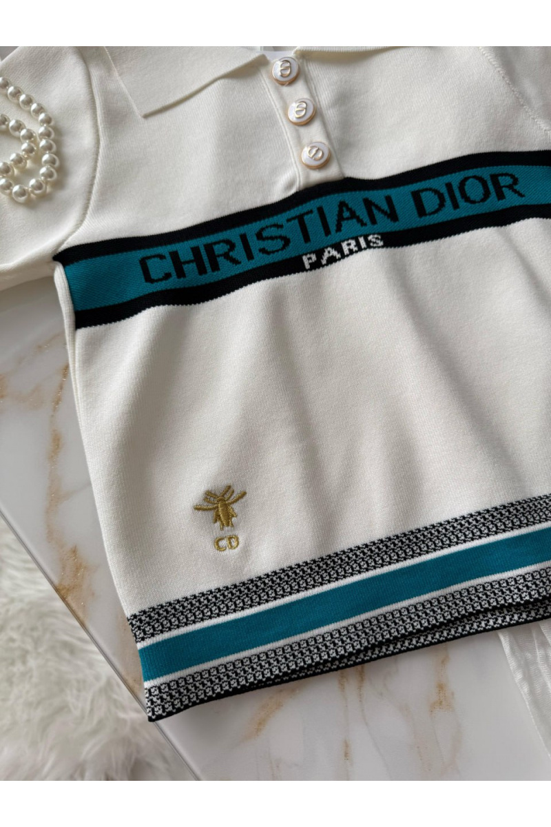 Dior Женское поло белого цвета 