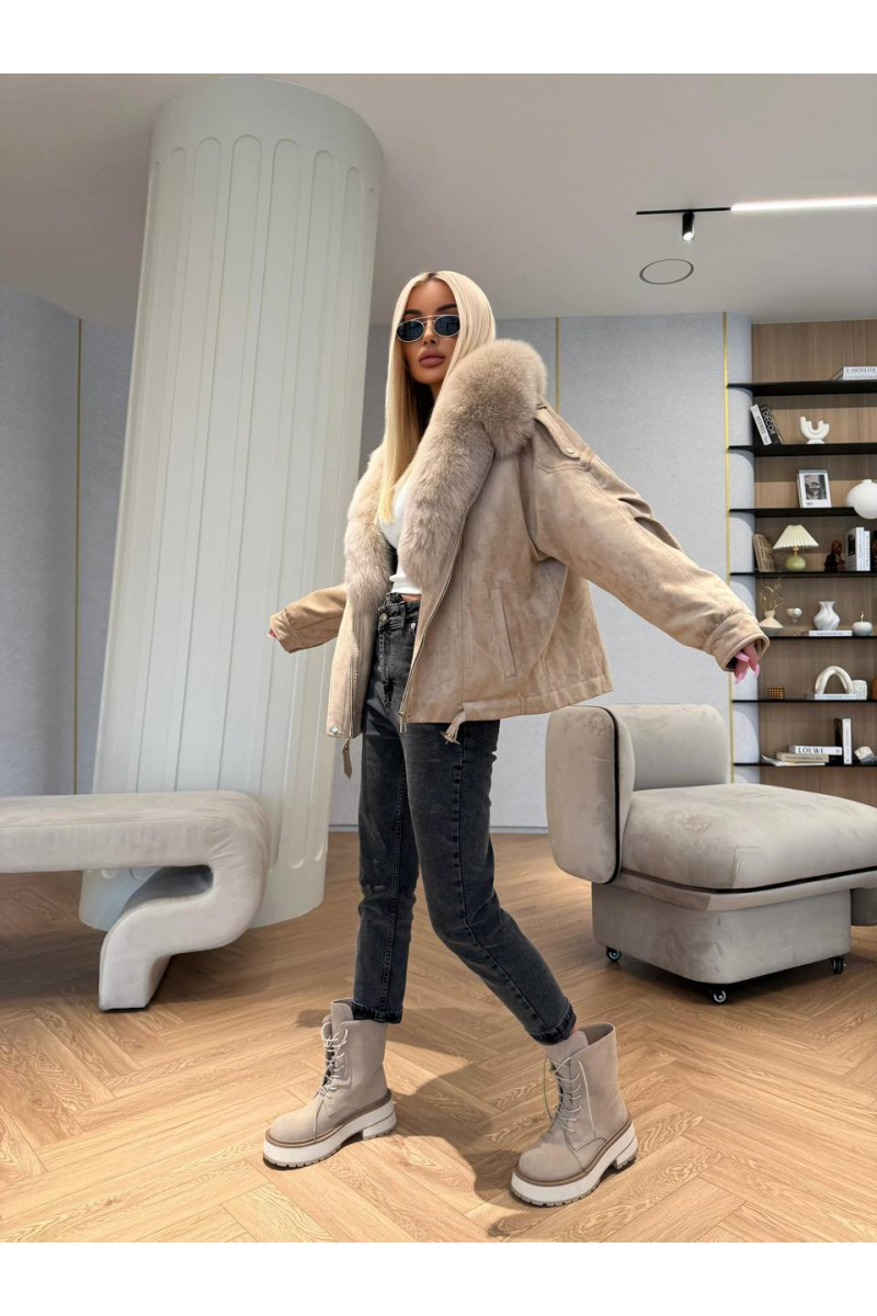 Max Mara Женская утеплённая дубленка с натуральным мехом
