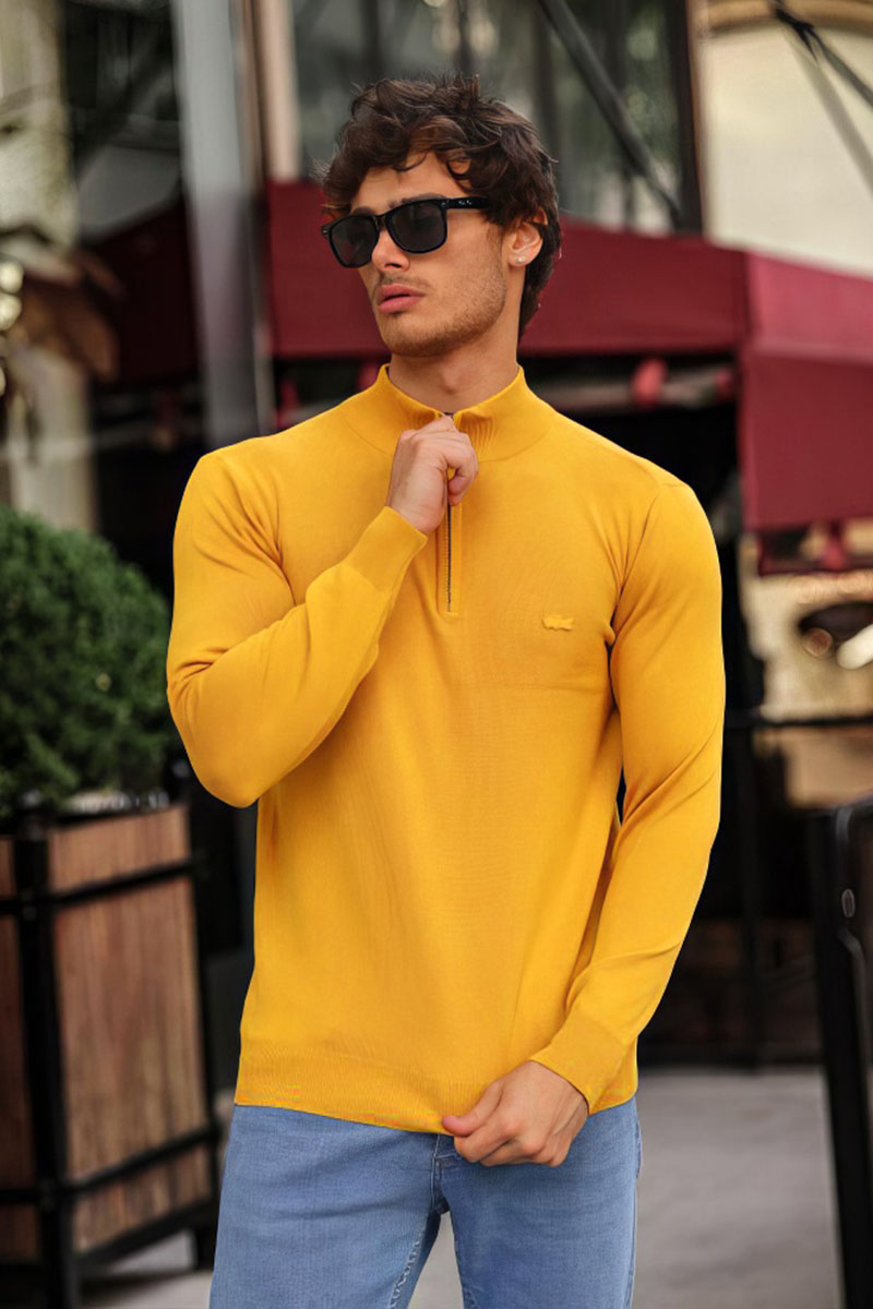 Lacoste Мужской жёлтый джемпер Zip Neck 