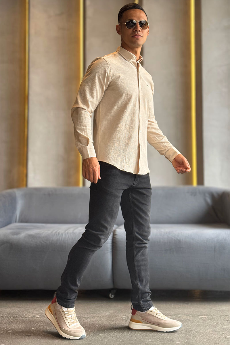 Etro Мужская бежевая рубашка Pegasus logo