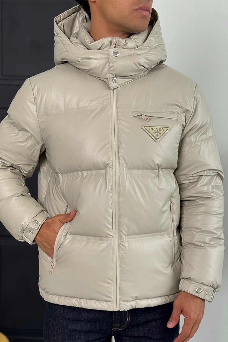 Prada Мужской пуховик logo-plaque - Beige