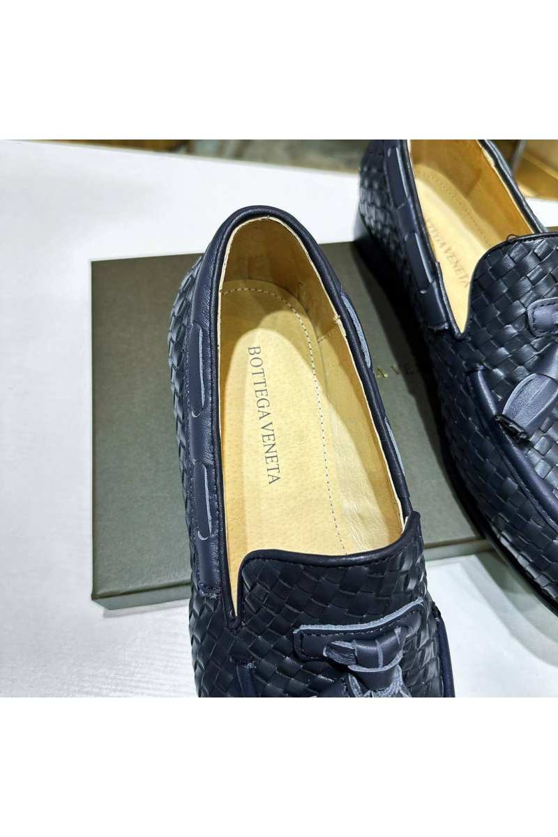 Bottega Veneta Мужские кожаные лоферы Intrecciato - Navy