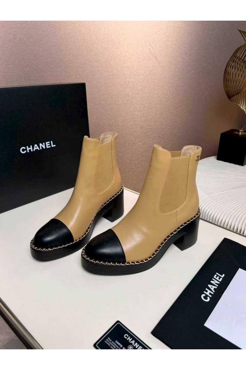 Chаnеl Женские кожаные сапоги premium - Beige