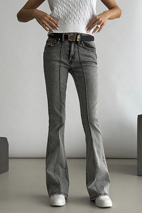 Синие женские джинсы клёш premium