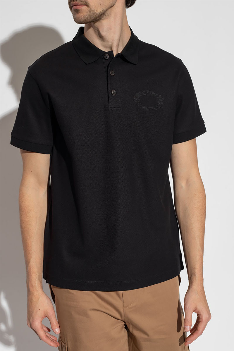 Burberry Мужское поло Oak Leaf Crest - Black 