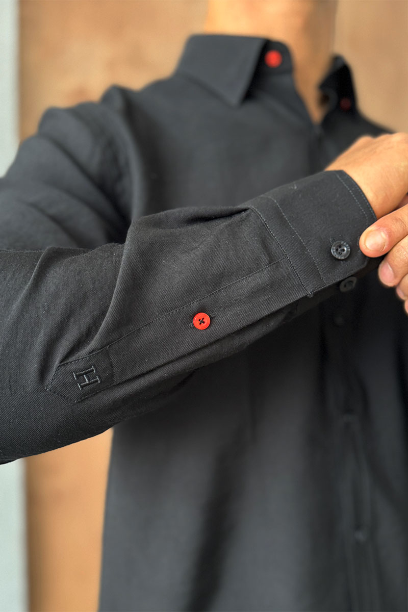 Hermes Мужская рубашка H embroidered - Black