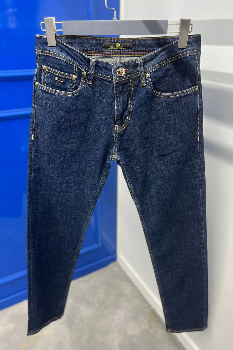 Loro Piana Мужские джинсы тёмно-синего цвета straight 