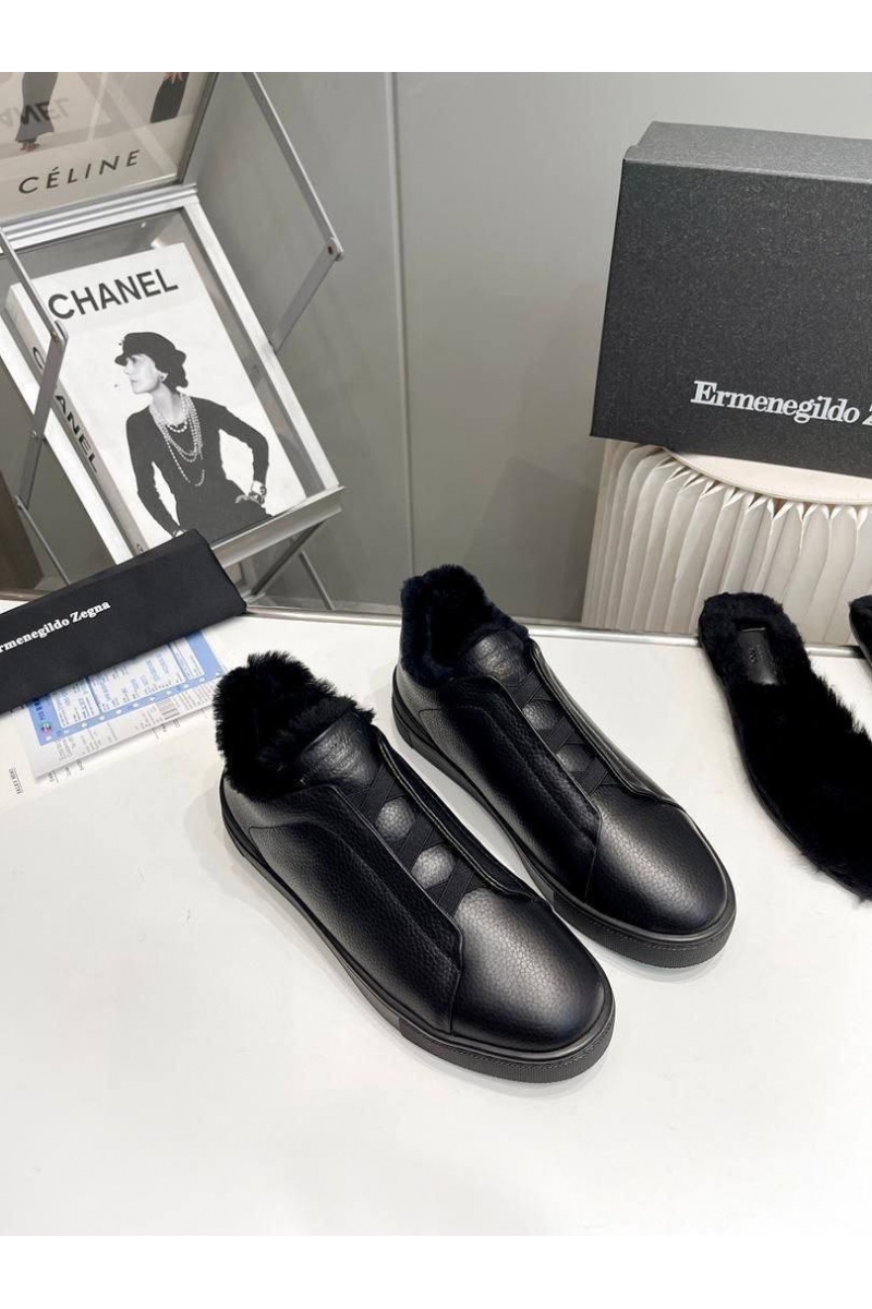 Zegna Кроссовки с мехом Triple Stitch