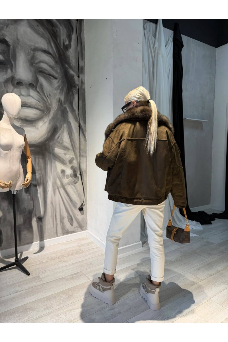 Max Mara Женский бомбер с натуральным мехом premium