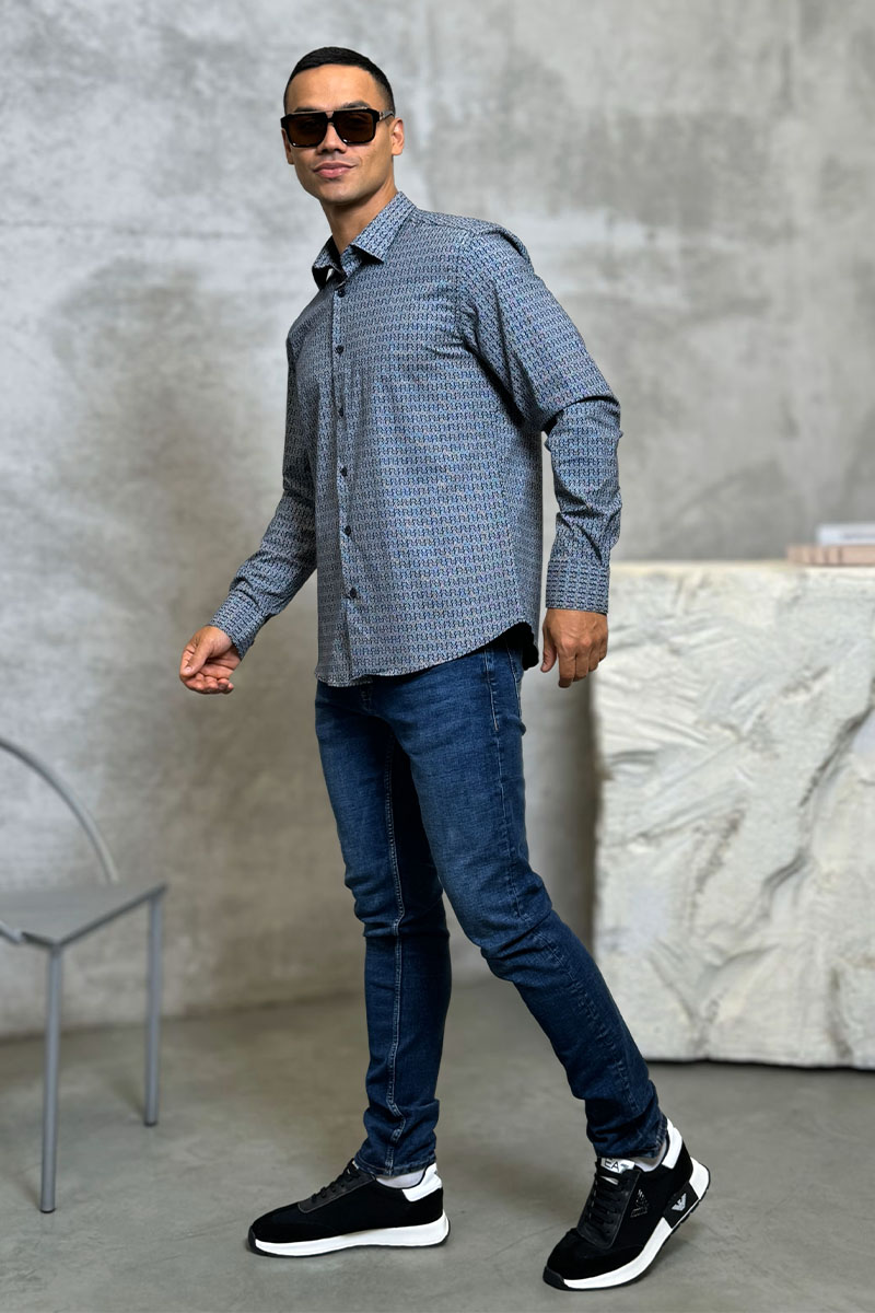 Emporio Armani EA7 Мужская тёмно-синяя рубашка 