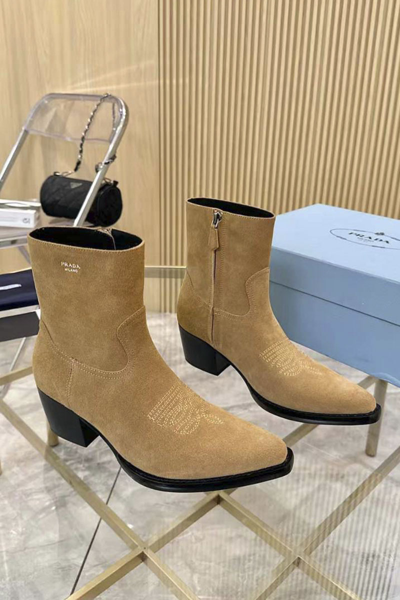 Prada Женские замшевые сапоги premium - Beige
