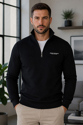 Мужской джемпер zip-neck - Black