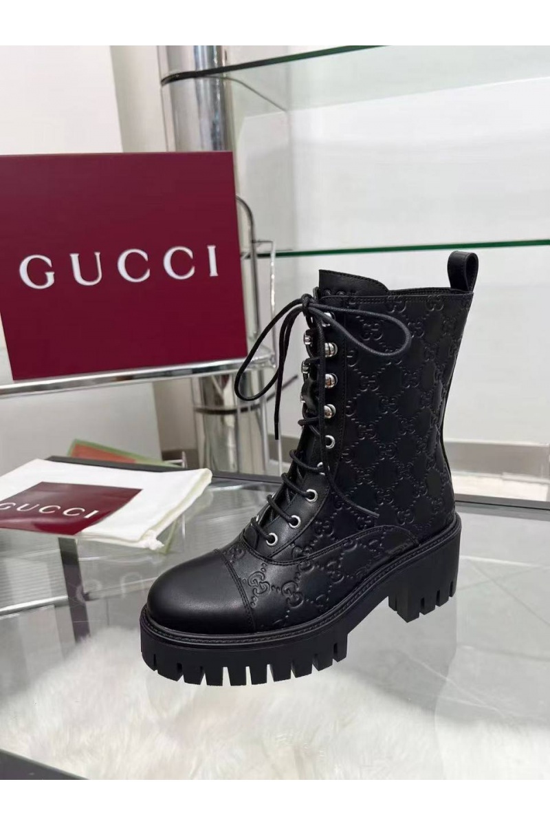 Gucci Женские кожаные ботинки Double G