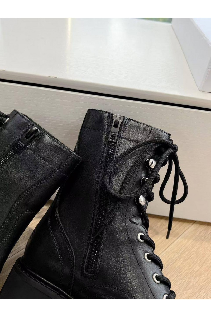 Celine Женские кожаные ботинки Celine Premium - Black