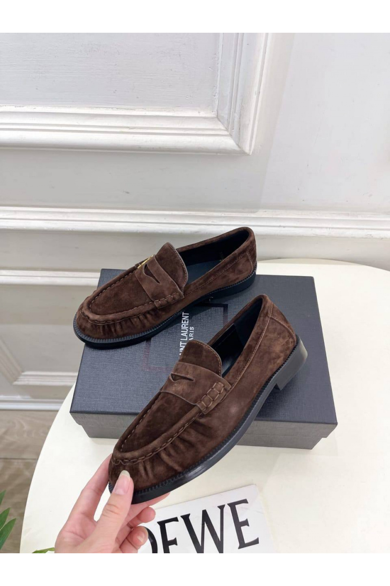 Yves Saint Laurent Женские замшевые лоферы premium