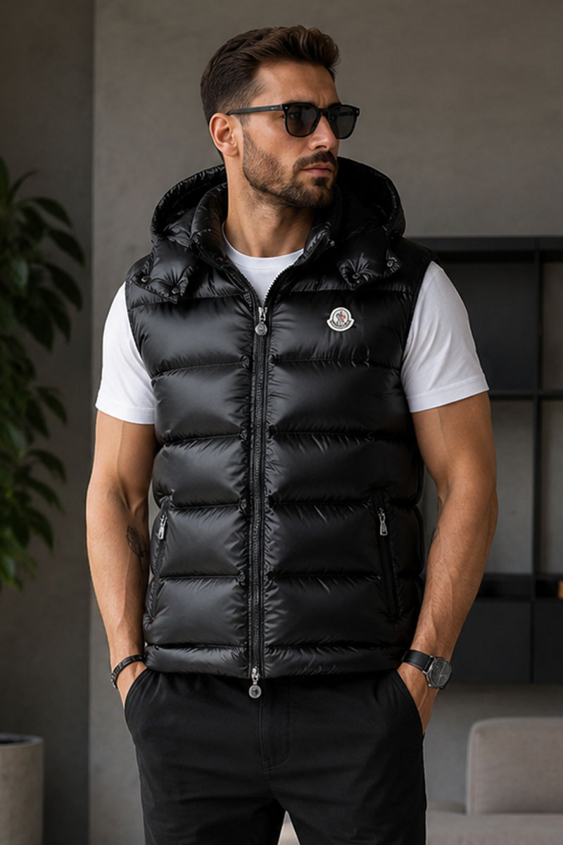 Moncler Мужской жилет logo-patch - Black 