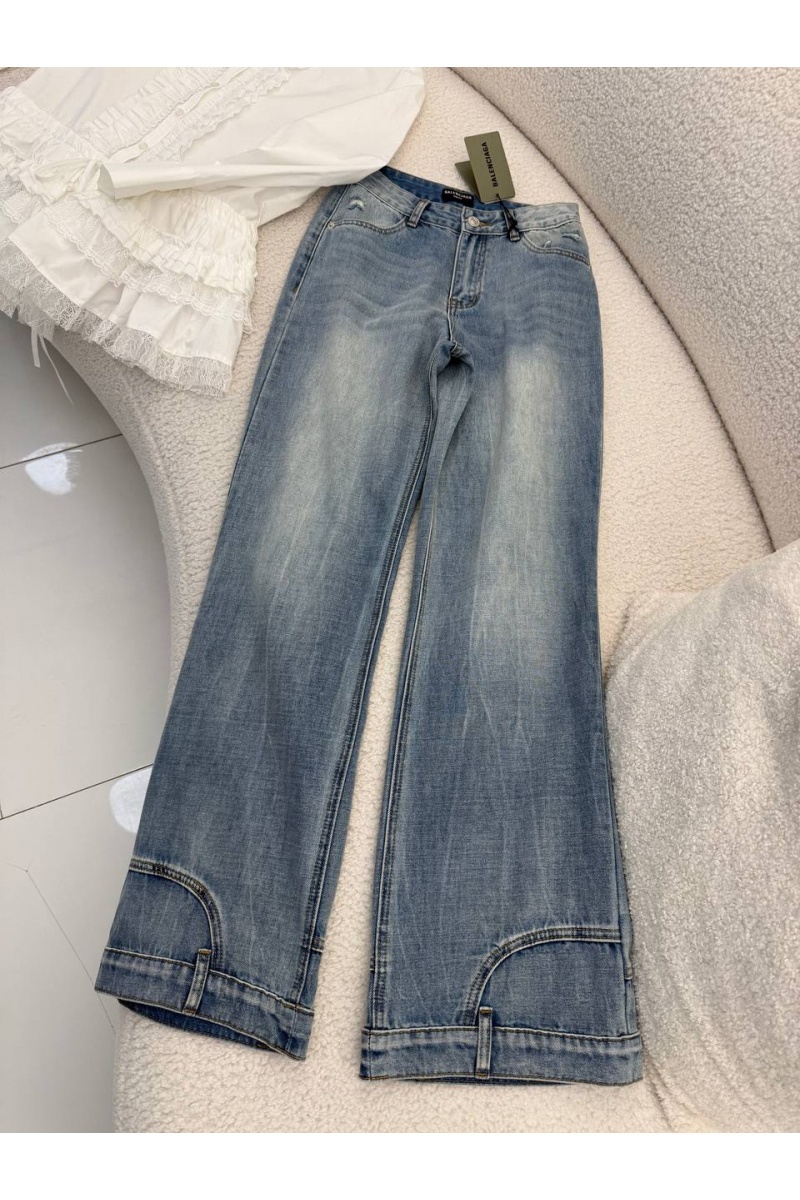 Balenciaga Женские рванные джинсы синего цвета