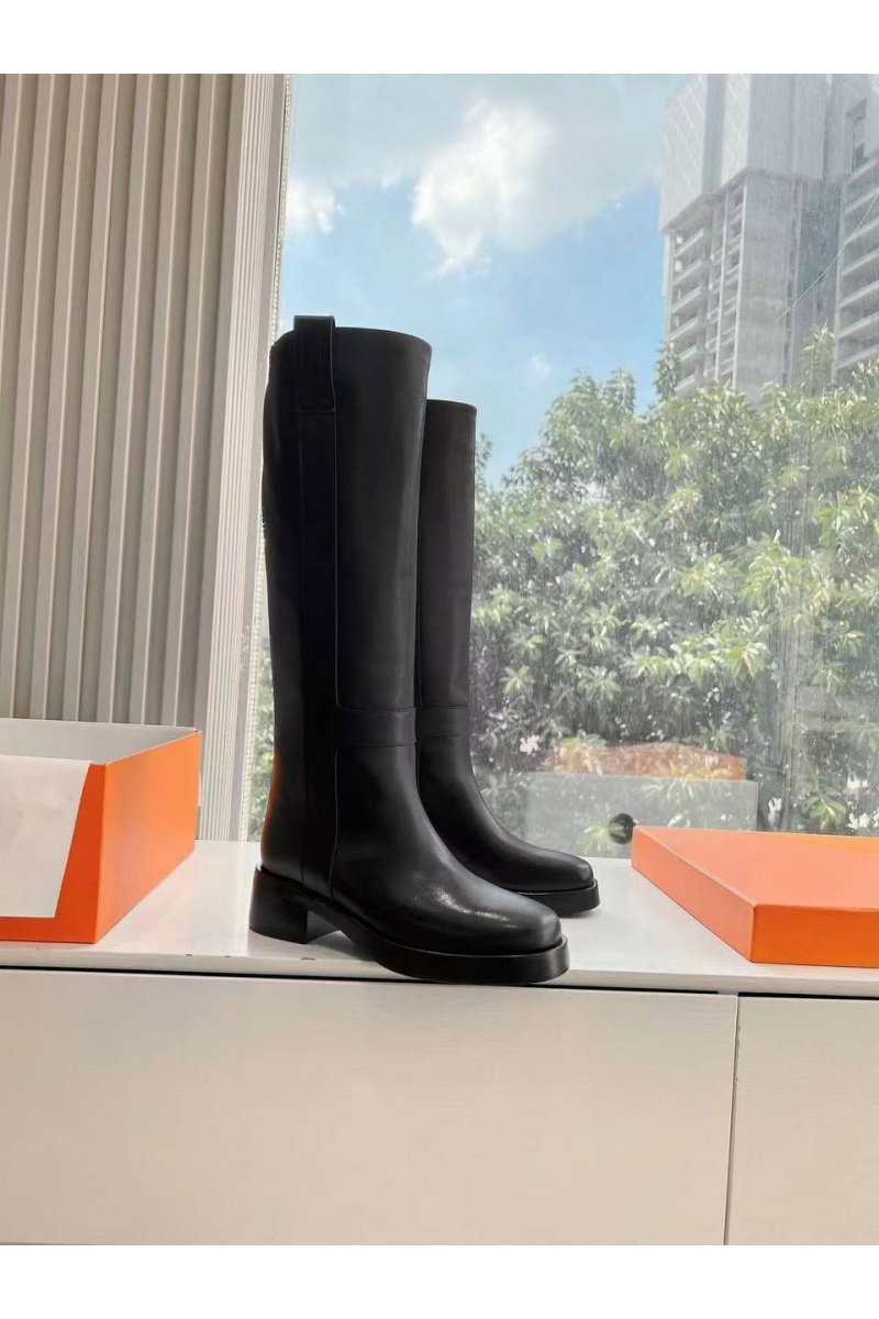 Hermes Женские кожаные сапоги Premium - Black