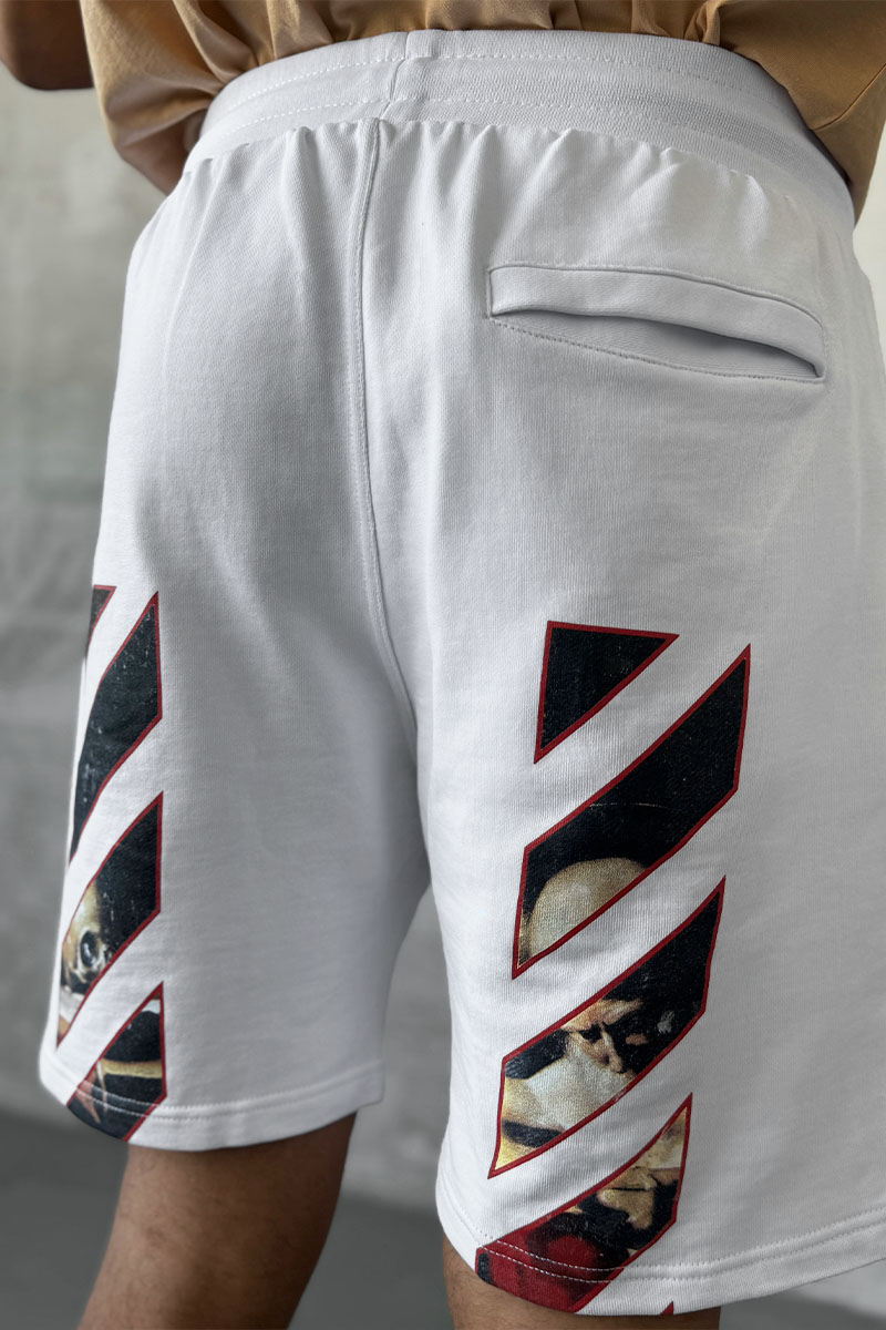 Off-White Мужские белые шорты Caravaggio Print 