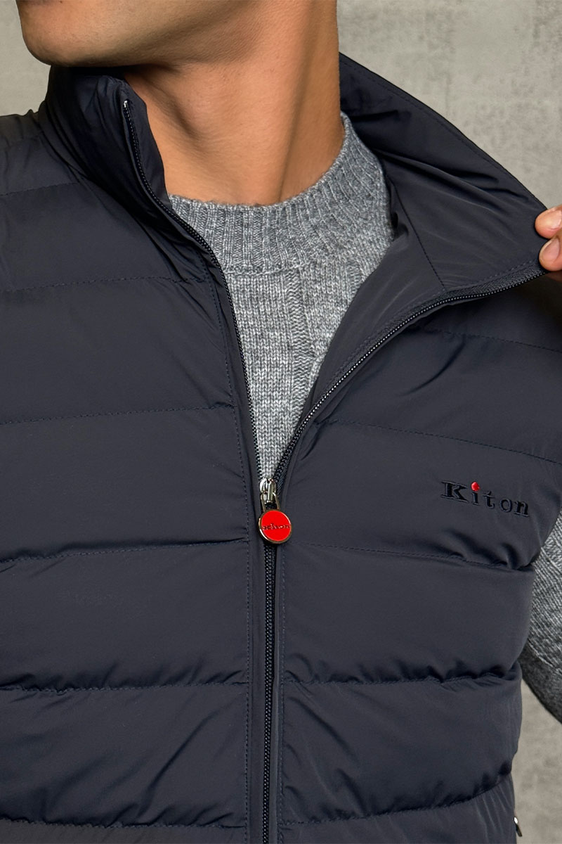 Kiton Мужской тёмно-синий жилет 