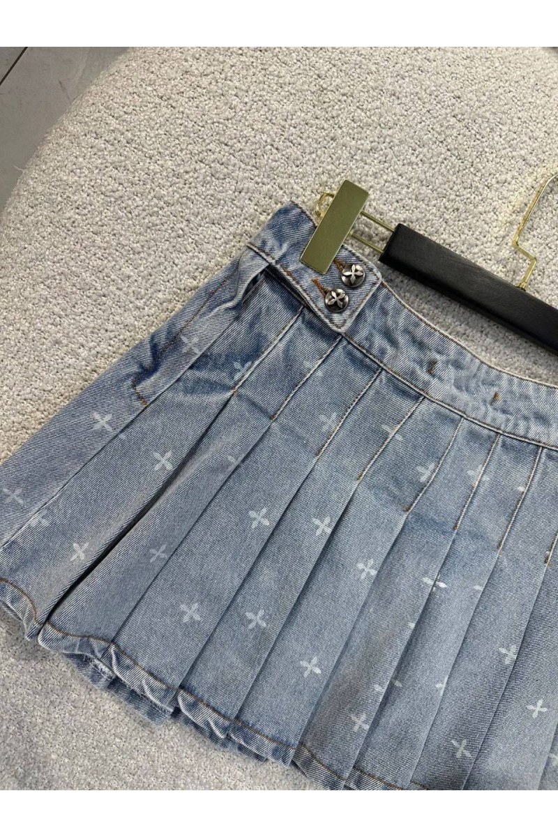  Женская джинсовая юбка Chrome Hearts синего цвета
