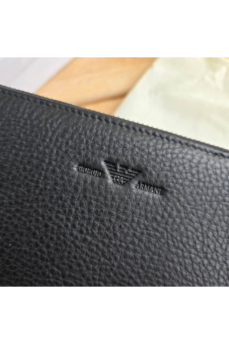 Emporio Armani EA7 Кожаное чёрное портмоне 21x12 см
