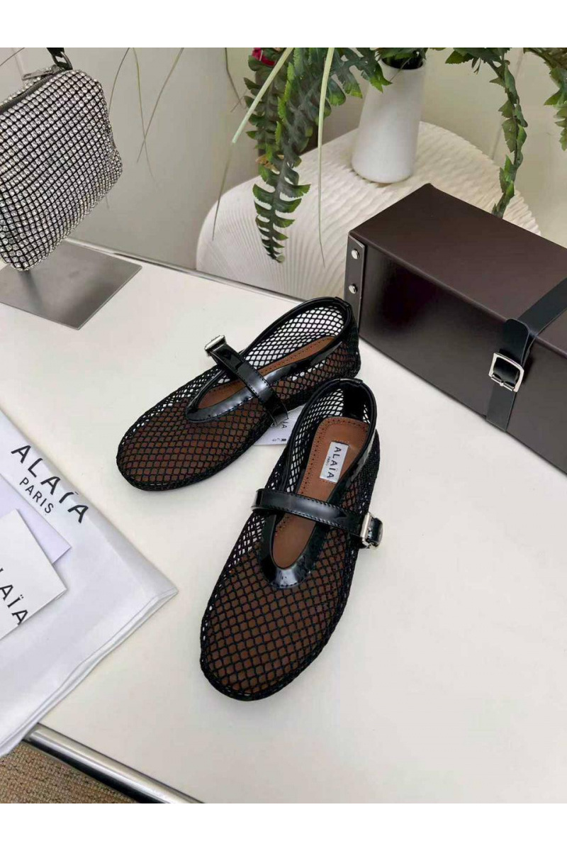 Designer Clothing Женские плетёные балетки Alaia Fishnet Ballet premium