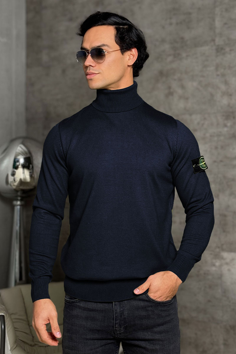 Stone Island Водолазка тёмно-синего цвета compass-patch