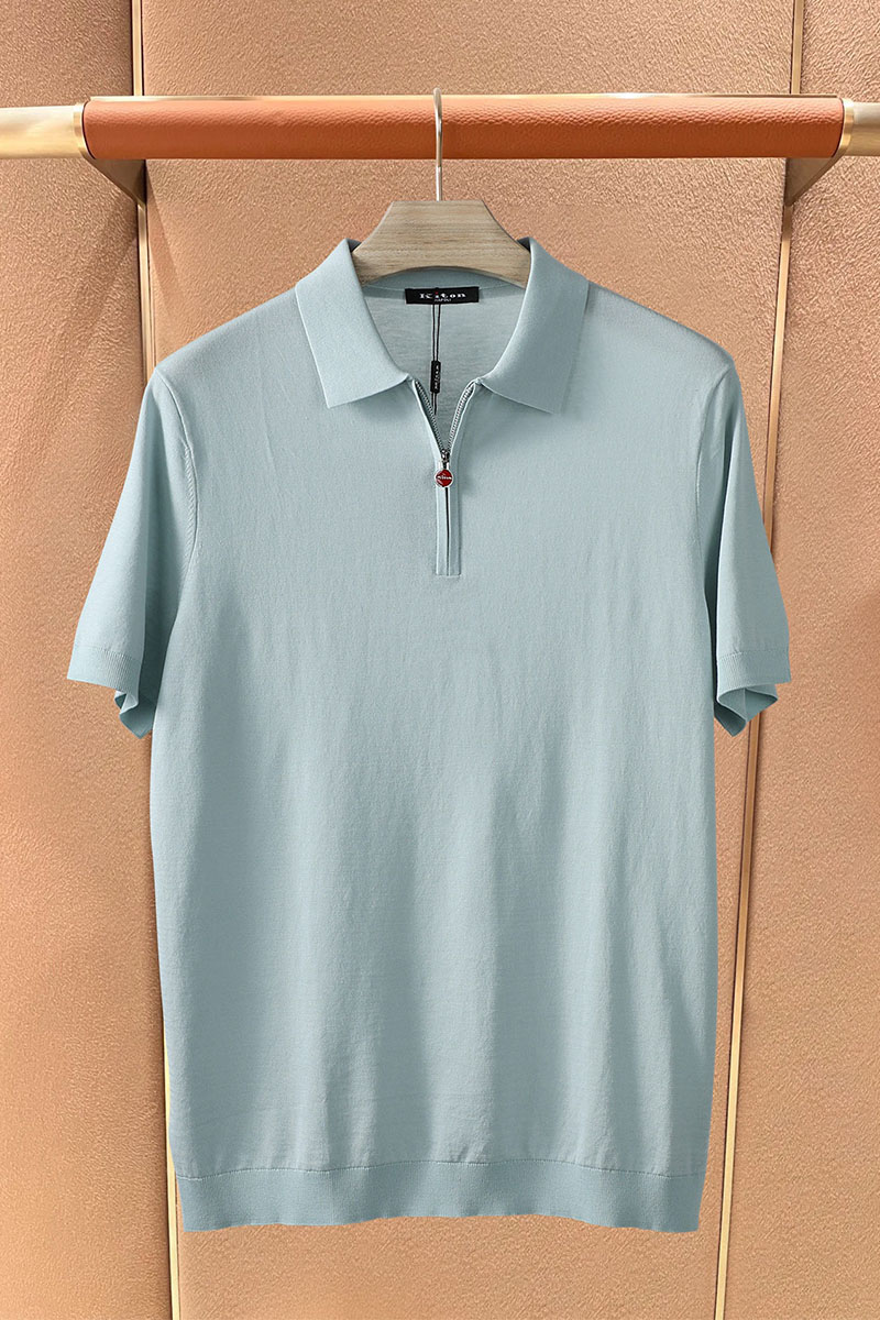 Kiton Мужское поло голубого цвета premium