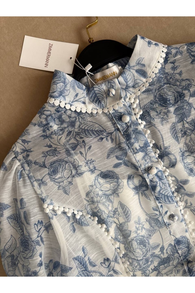 Zimmermann Женское платье с цветочным принтом синего цвета premium