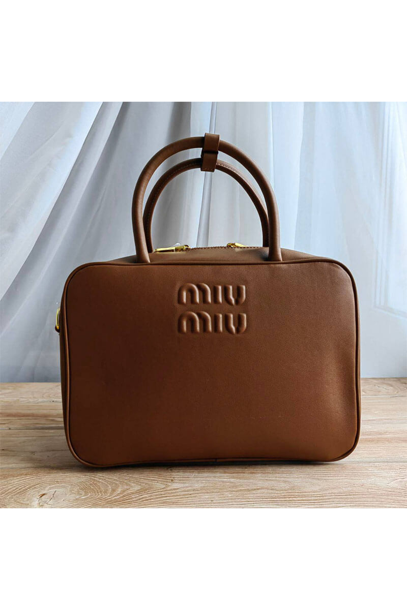 MIU MIU Сумка MIU MIU Logo-Embossed 30x20 см - Brown