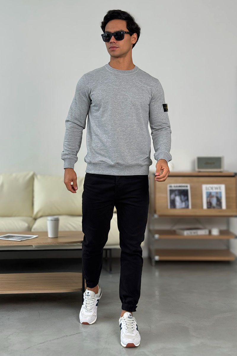 Stone Island Мужской свитшот серого цвета Compass-patch