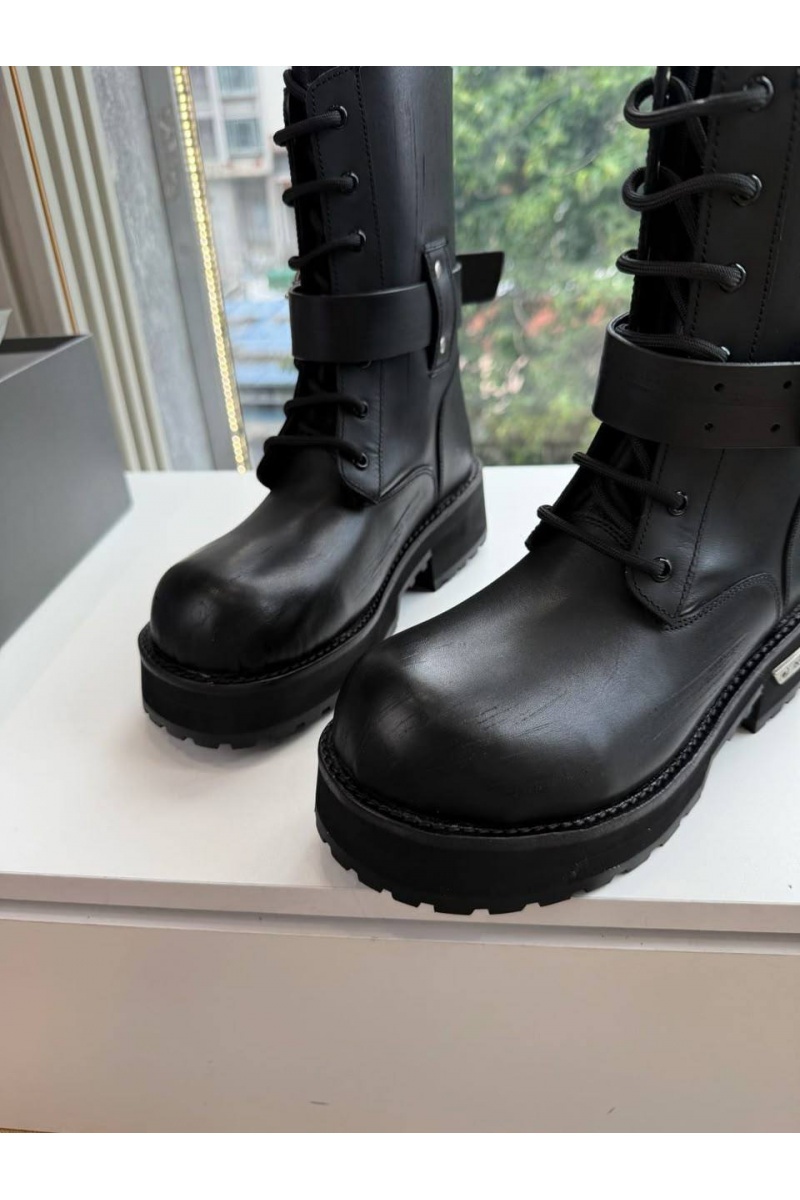 Balenciaga Женские кожаные ботинки Venom Lace-Up premium