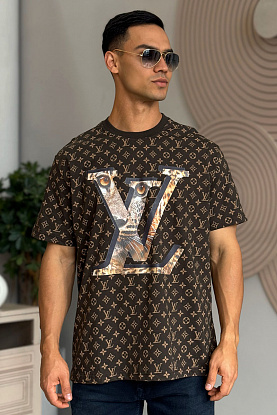 Коричневая оверсайз футболка Monogram All-over