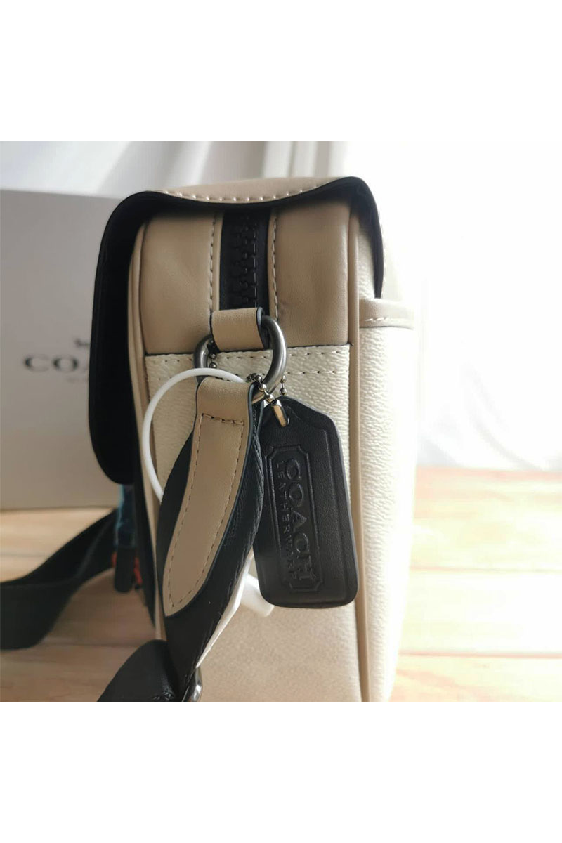 Coach Кожаная сумка Coach Track - Colorblock 28x20 см