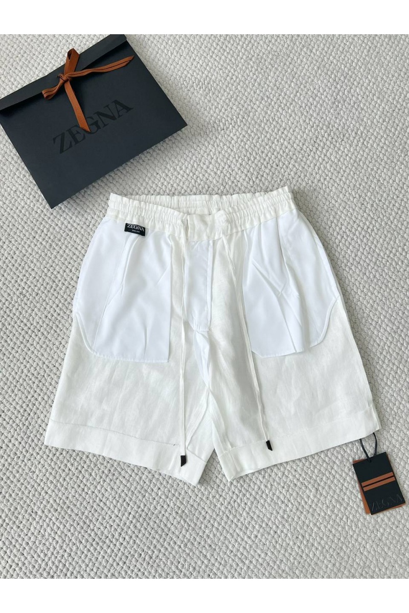 Zegna Льняные шорты белого цвета premium