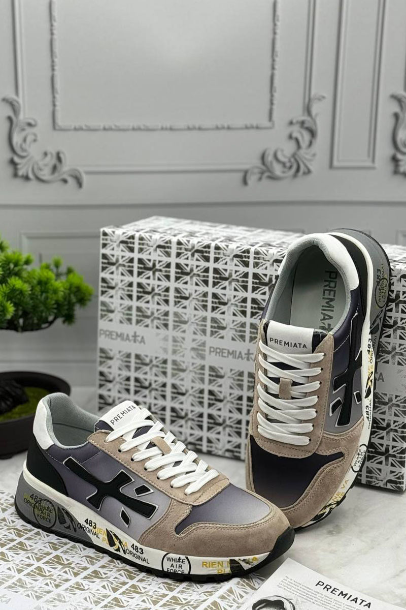 Premiata Комбинированные кроссовки Mick - Beige