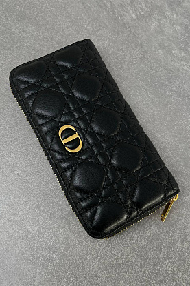 Кожаный кошелёк чёрного цвета 19.5x10.5 см