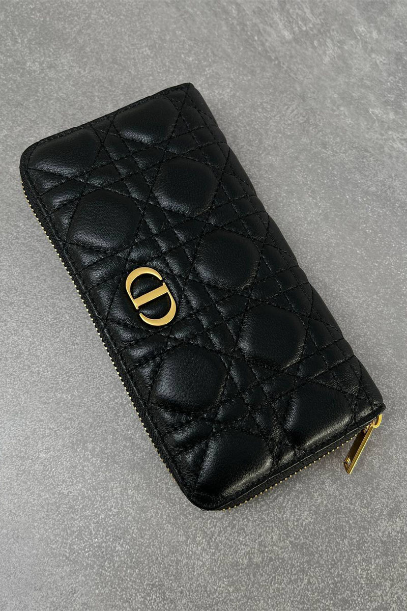 Dior Кожаный кошелёк чёрного цвета 19.5x10.5 см