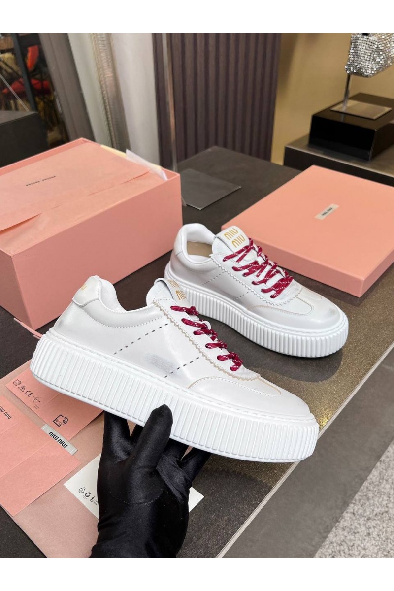 MIU MIU Женские кожаные кроссовки Premium