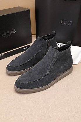 Замшевые лоферы с мехом high-top - Grey