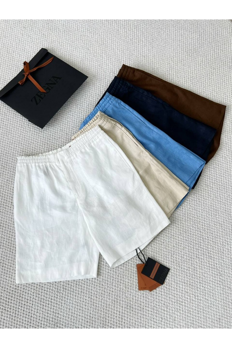 Zegna Льняные шорты белого цвета premium
