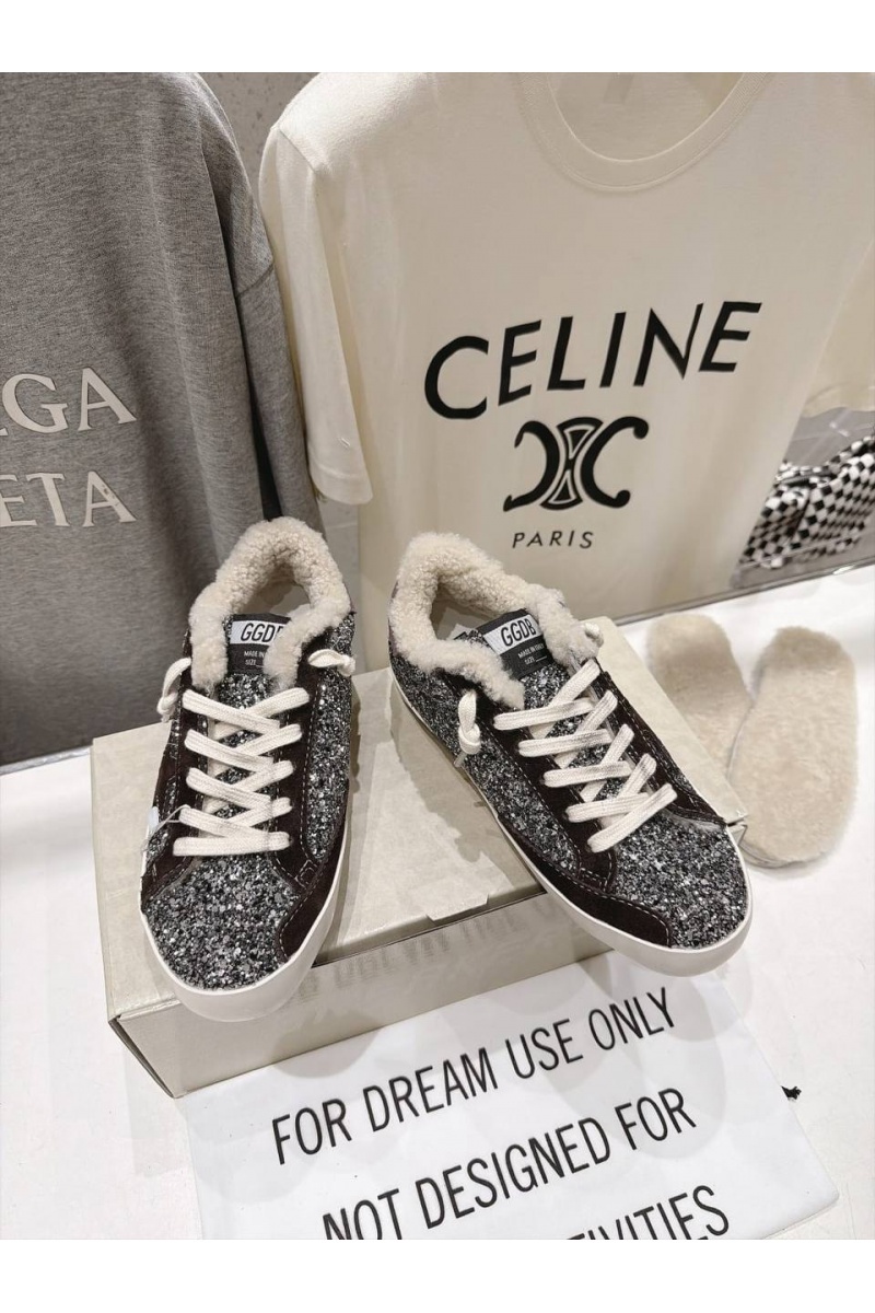 Designer Clothing Женские комбинированные кроссовки с мехом Golden Goose Ball Star premium
