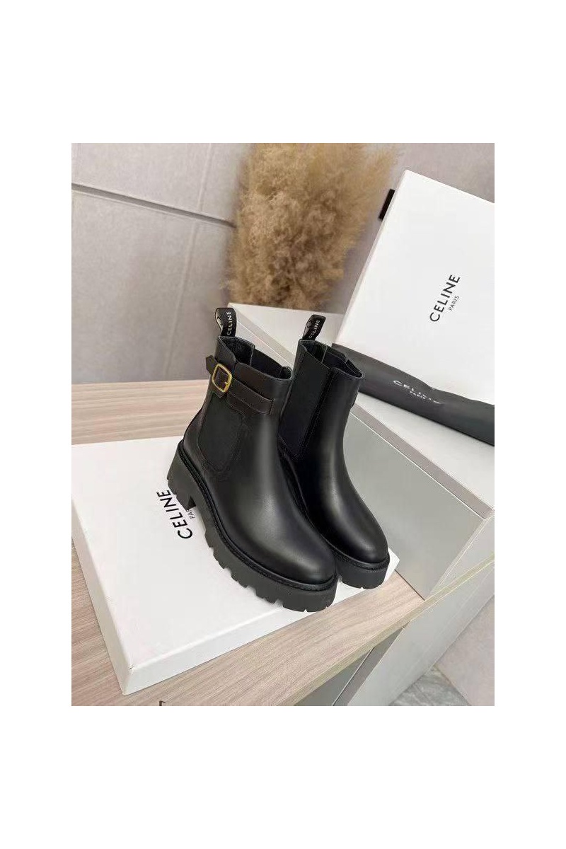 Celine Женские кожаные сапоги premium - Black