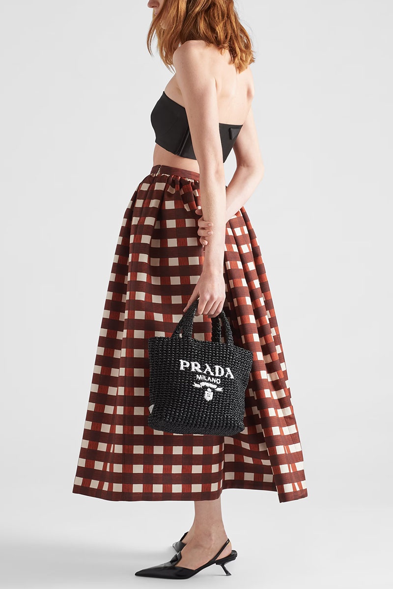 Prada gingham tote online