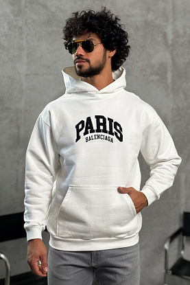 Белое худи Paris logo-embroidered