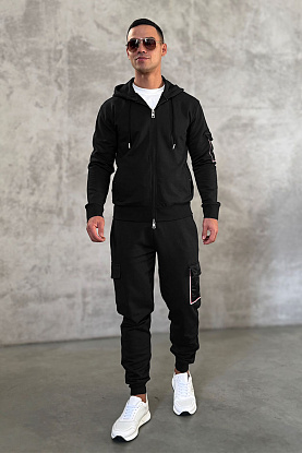 Спортивный костюм чёрного цвета side pocket (19099638 / KR778, 80426983 / 13809KR)